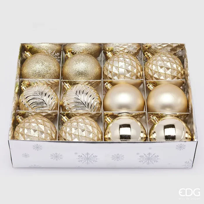 EDG Enzo De Gasperi Addobbo Natale Palla Decomix D 10 Cm Cf 12 Pz Gold
