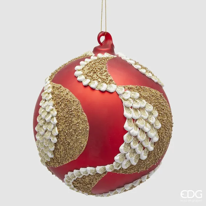 EDG Enzo De Gasperi Addobbo Natale Palla Vetro Pavoni D 15 Cm Rosso 1 Pz