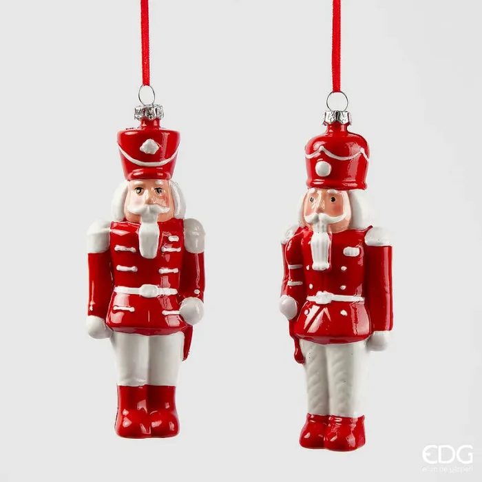 EDG Enzo De Gasperi Addobbo Natale Soldatino H 15 Cm L 4 Cm L 5,5 Cm Bianco Rosso 1 Pz