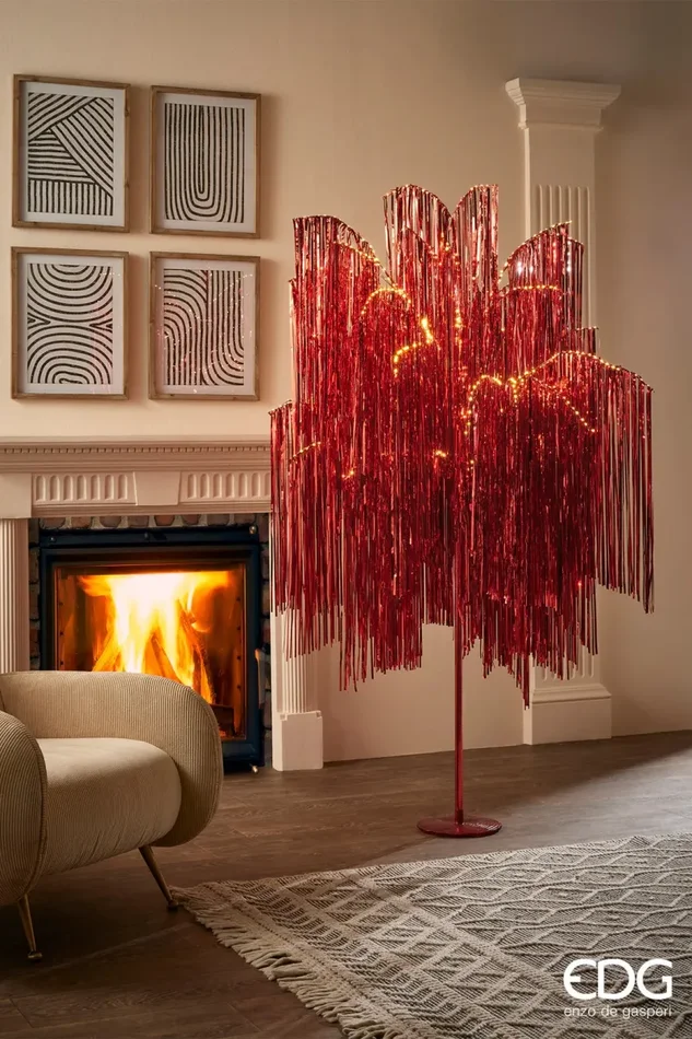 EDG Enzo De Gasperi Albero di Natale Led Frange 2.160 Microled H 300 Cm D 160 Cm Red Online - immagine 2