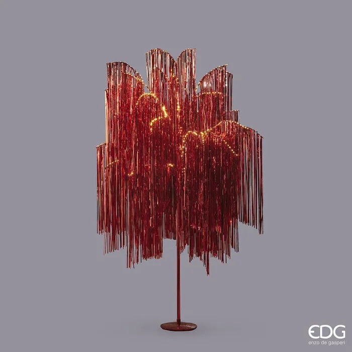 EDG Enzo De Gasperi Albero di Natale Led Frange 960 Microled H 180 Cm D 140 Cm Red