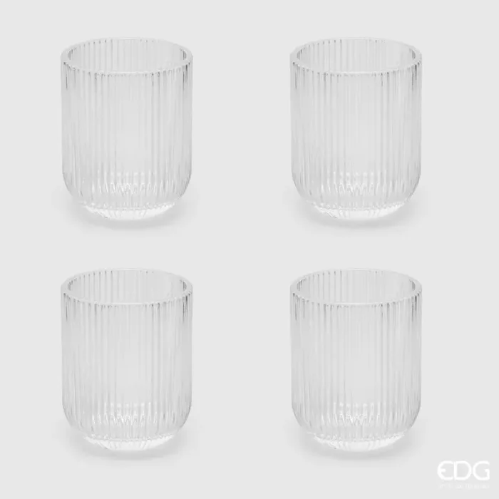 EDG Enzo De Gasperi Bicchiere Righe Tumbler H 9 Cm D 7 Cm 4 Pz