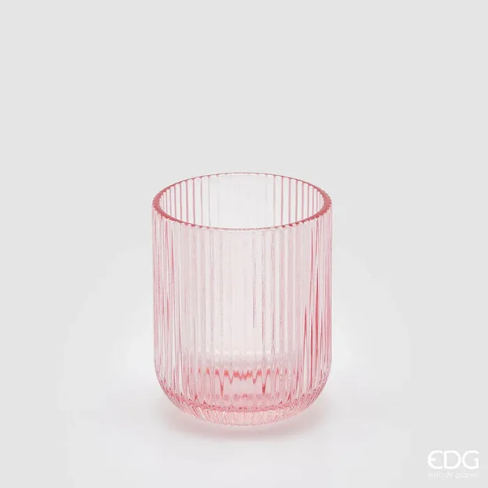 EDG Enzo De Gasperi Bicchiere Righe Tumbler H 9 Cm D 7 Cm 4 Pz Pink