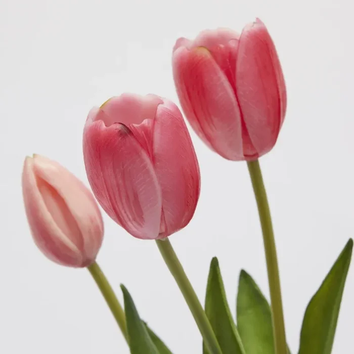 EDG Enzo De Gasperi Bouquet 5 Tulipani con Foglie Artificiali H 40 Cm Dark Pink - immagine 2