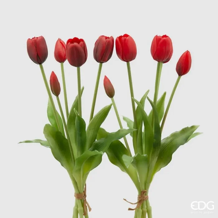 EDG Enzo De Gasperi Bouquet di 5 Tulipani Chiusi Gomma H 40 Cm Ass. Red 1 Pz Sconti
