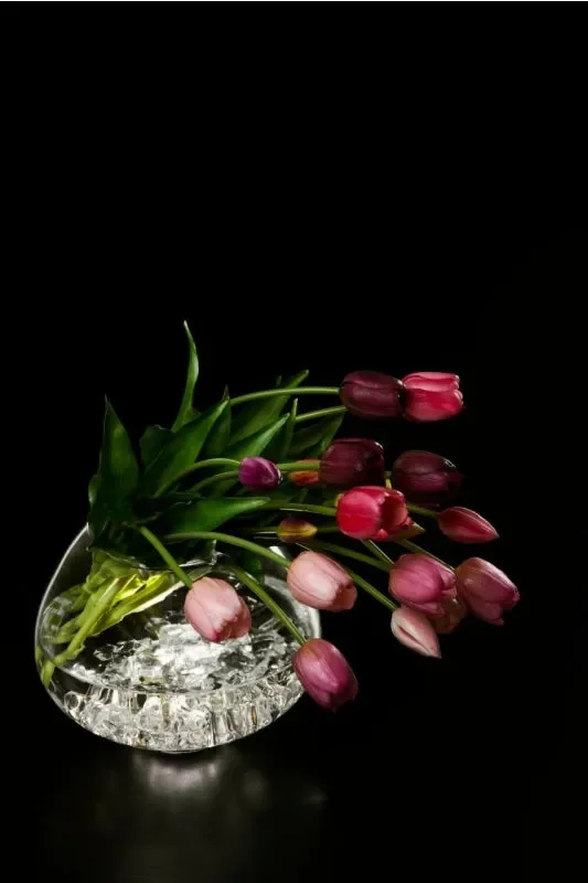 EDG Enzo De Gasperi Bouquet di 5 Tulipani Chiusi Gomma H 40 Cm Viola - immagine 3