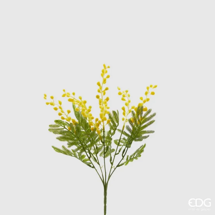 EDG Enzo De Gasperi Bouquet Mimosa Artificiale 5 Rami con Foglie H 35 Cm Yellow