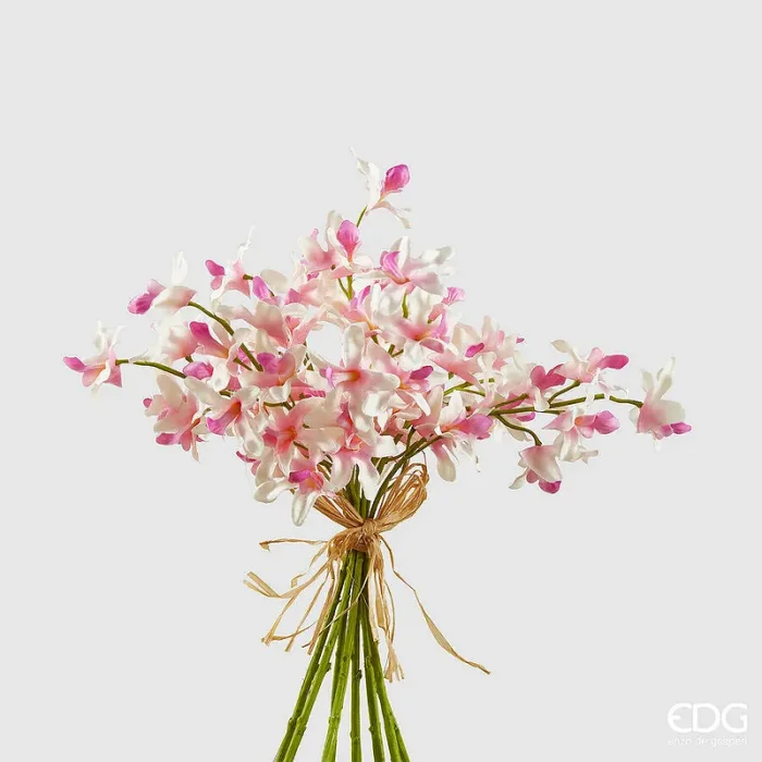 EDG Enzo De Gasperi Bouquet Orchidea Dendrobium Artificiale H 31 Cm Pink