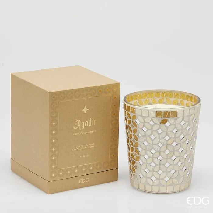 EDG Enzo De Gasperi Candela Agadir con Profumo 1.400 Gr H 18 Cm D 16 Cm Ambra Marocchina