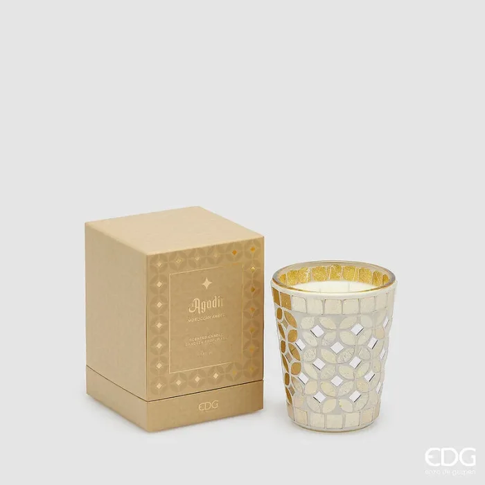 EDG Enzo De Gasperi Candela Agadir con Profumo 360 Gr H 12 Cm D 10,5 Cm Ambra Marocchina