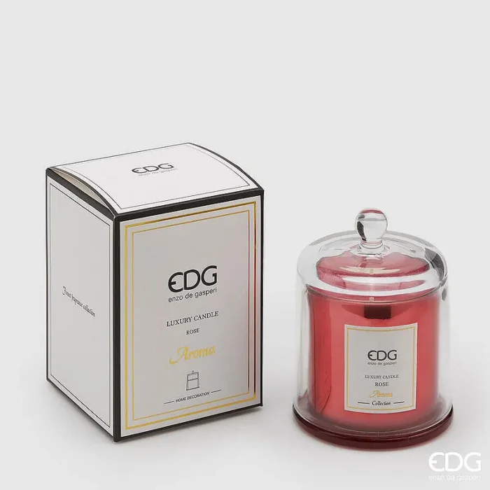 EDG Enzo De Gasperi Candela con Cupola e Scatola Regalo H 12 Cm D 9 Cm Rose