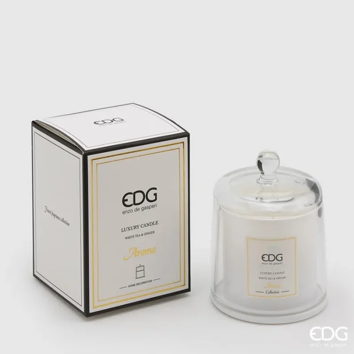 EDG Enzo De Gasperi Candela con Cupola e Scatola Regalo H 12 Cm D 9 Cm White Tea e Ginger In saldo