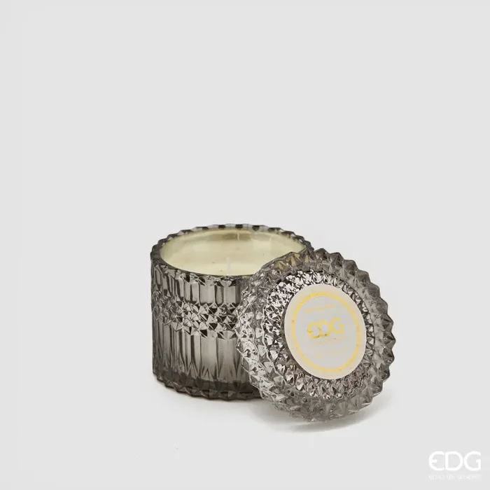 EDG Enzo De Gasperi Candela Crystal con Vaso + Scatola Regalo H 10,5 cm D 10,5 cm Grigio Vendita calda