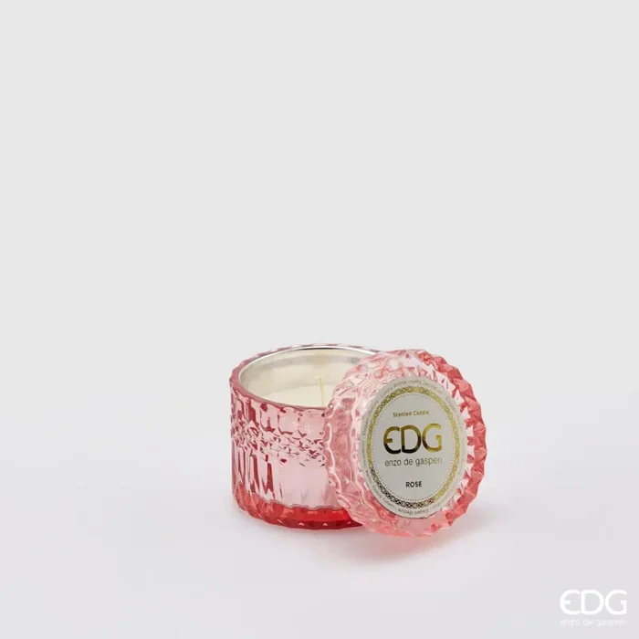 EDG Enzo De Gasperi candela Crystal New H8,5 cm Red Rose