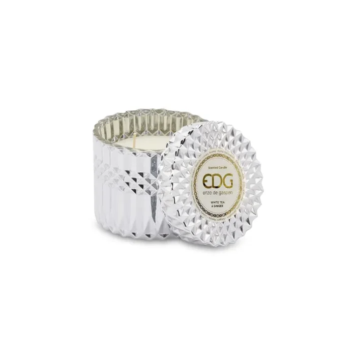 EDG Enzo De Gasperi Candela Crystal New + Scatola Regalo H10,5 D11 White Tea Ginger