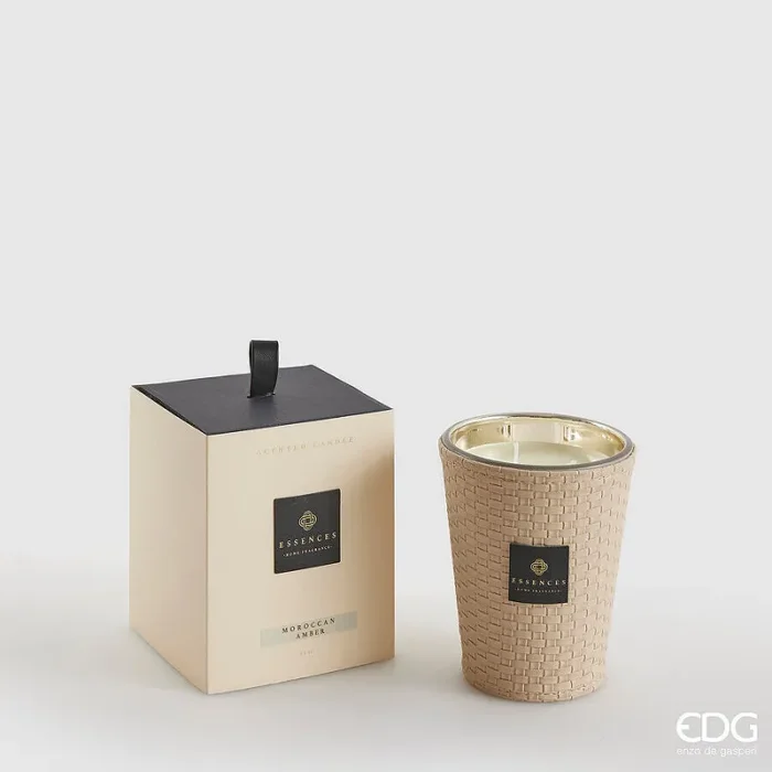 EDG Enzo De Gasperi Candela Cuir con Profumo H 12 Cm 360 Gr Moroccan Amber Scatola Regalo