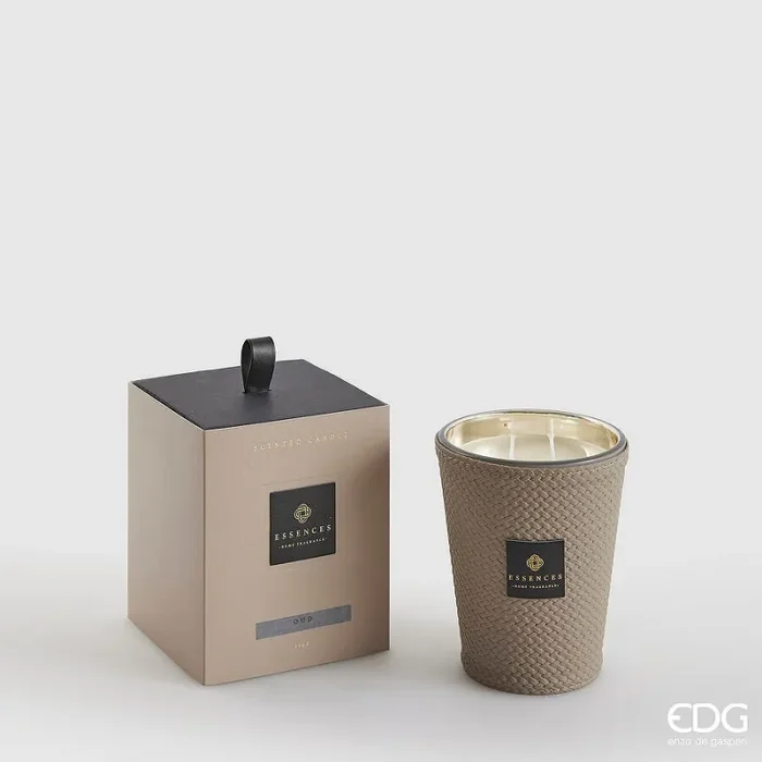 EDG Enzo De Gasperi Candela Cuir con Profumo H 12 Cm 360 Gr Oud Scatola Regalo