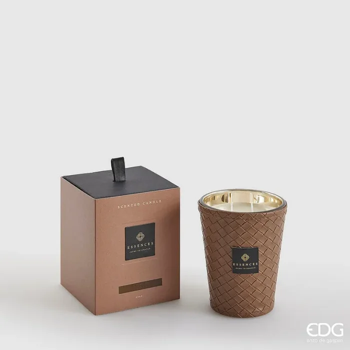 EDG Enzo De Gasperi Candela Cuir con Profumo H 12 Cm 360 Gr Tonka Clove Scatola Regalo