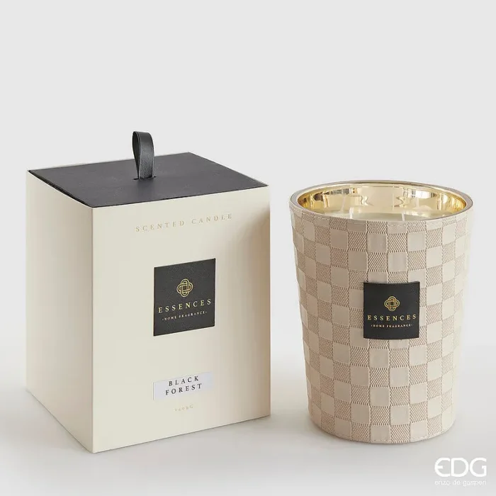 EDG Enzo De Gasperi Candela Cuir con Profumo H 18 Cm 1.400 Gr Black Forest Scatola Regalo