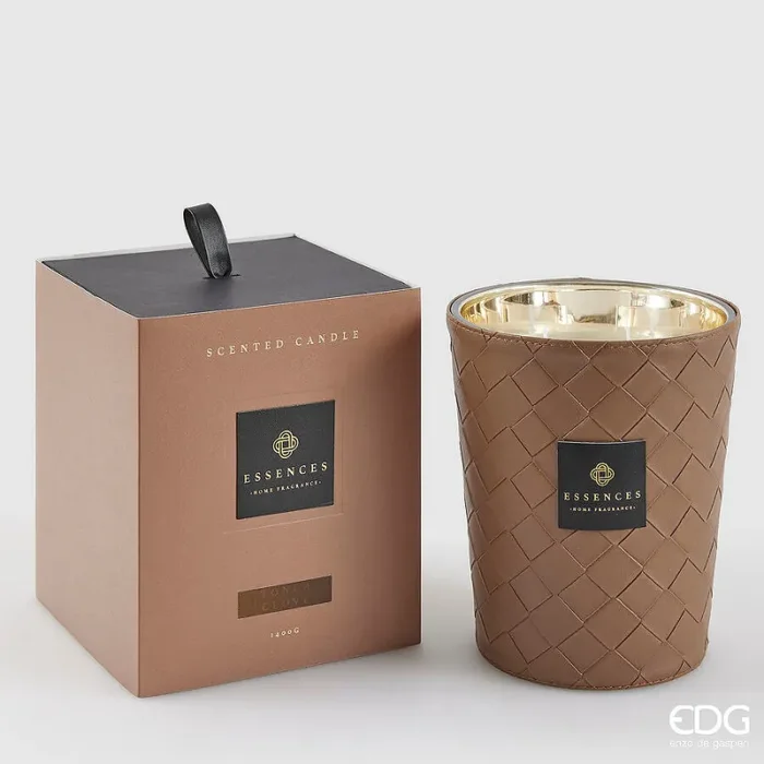 EDG Enzo De Gasperi Candela Cuir con Profumo H 18 Cm 1.400 Gr Tonka Clove Scatola Regalo