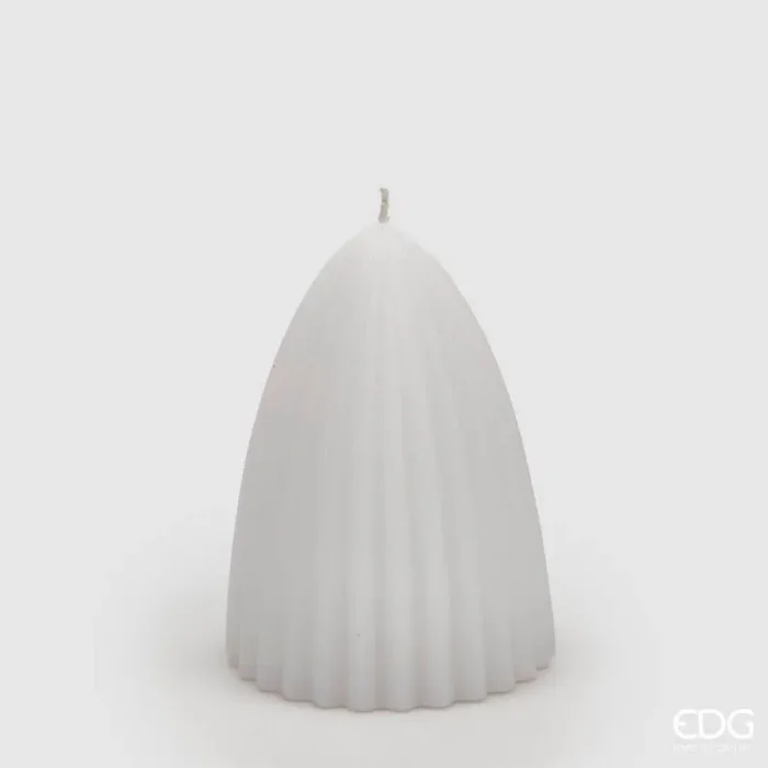 EDG Enzo De Gasperi Candela Curvy Righe H 13,5 Cm D 9 Cm Bianco