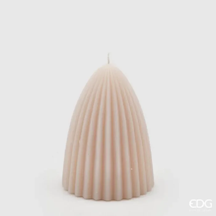 EDG Enzo De Gasperi Candela Curvy Righe H 13,5 Cm D 9 Cm Rosa Chiaro