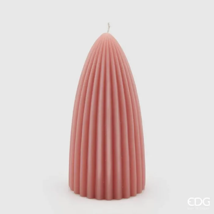EDG Enzo De Gasperi Candela Curvy Righe H 18 Cm D 9 Cm Rosa Antico