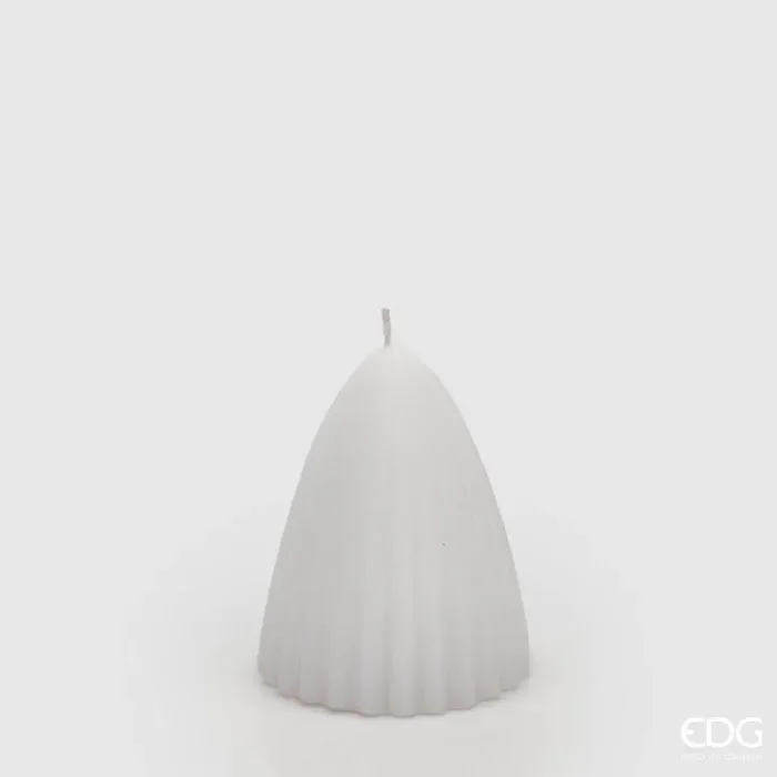 EDG Enzo De Gasperi Candela Curvy Righe H 9,5 Cm D 7,5 Cm Bianco
