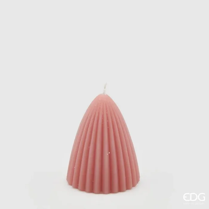 EDG Enzo De Gasperi Candela Curvy Righe H 9,5 Cm D 7,5 Cm Rosa Antico