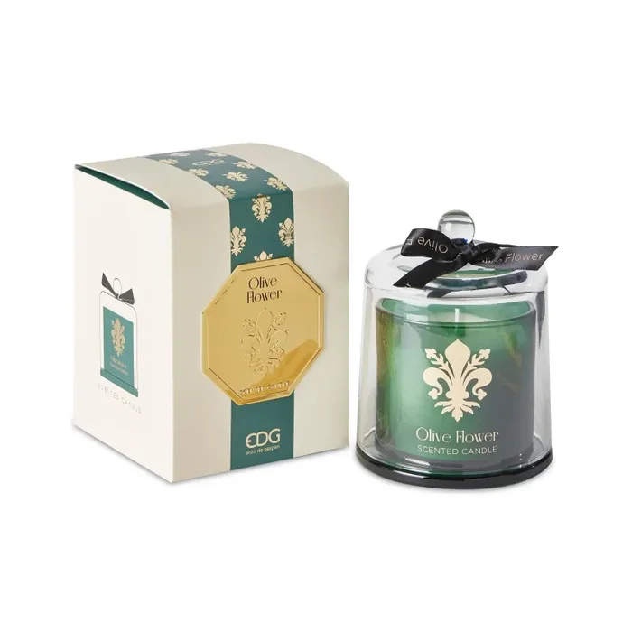 EDG Enzo De Gasperi Candela Goldlily con Cupola H 15 Cm Olive Flower