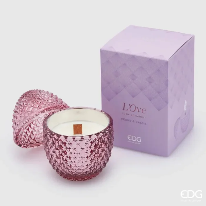 EDG Enzo De Gasperi Candela L’Ove a Forma di Uovo Con Profumo H 12 Cm D 8 Cm Peony & Cassis