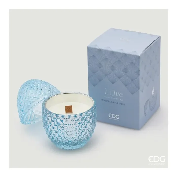 EDG Enzo De Gasperi Candela L’Ove a Forma di Uovo H 12 Cm D 8 Cm Waterlilly & Rose