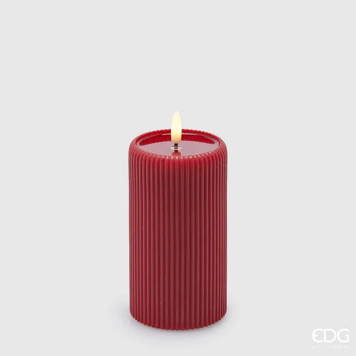 EDG Enzo De Gasperi Candela Led Lounge Moccolo H 13 Cm D 7,5 Cm Rosso
