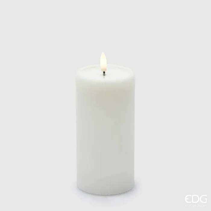 EDG Enzo De Gasperi Candela Led Lounge Moccolo H 15 Cm D 7,5 Cm Bianco