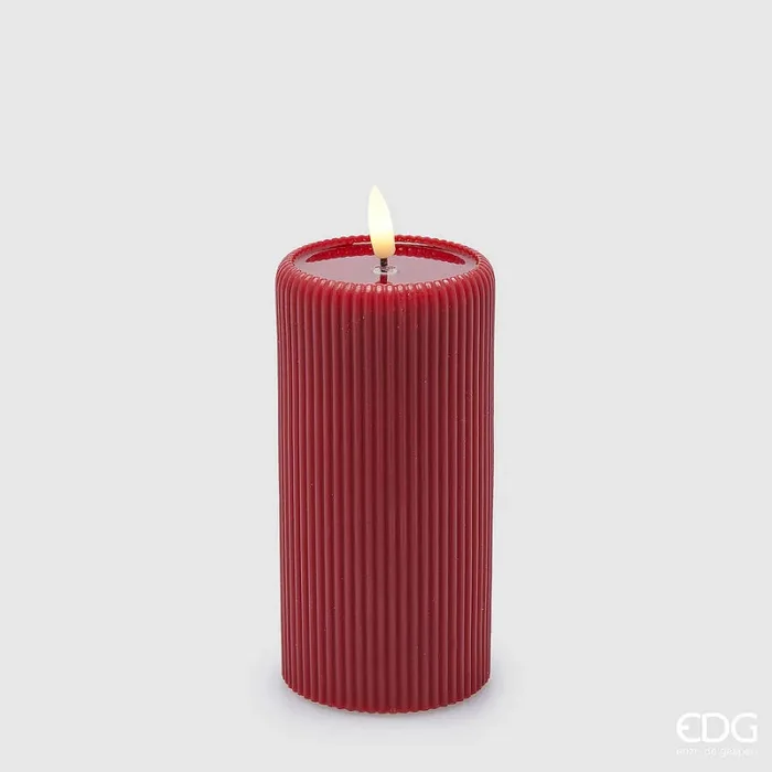 EDG Enzo De Gasperi Candela Led Lounge Moccolo H 15 Cm D 7,5 Cm Rosso