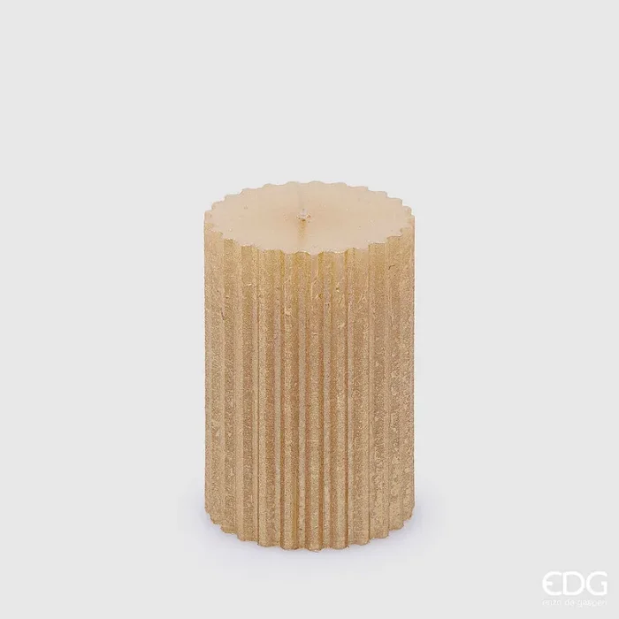 EDG Enzo De Gasperi Candela Moccolo Ingranaggi H 12 Cm D 8 Cm Light Gold