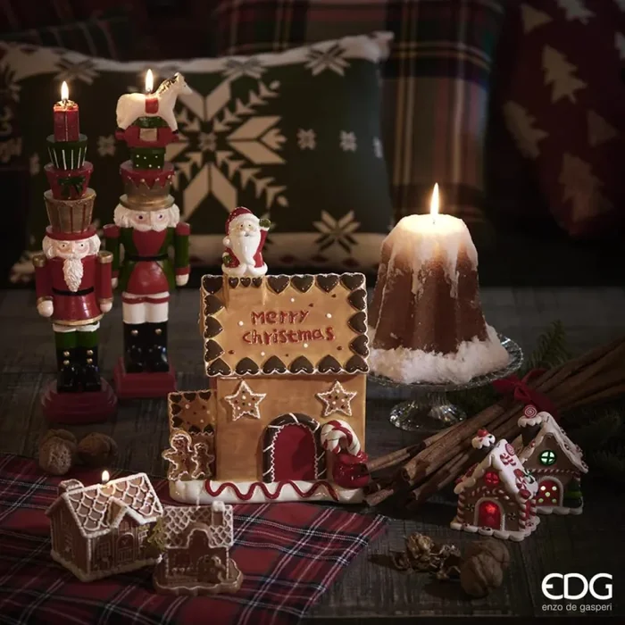 EDG Enzo De Gasperi Candela Natale Pandoro H 11 Cm D 9 Cm Camel - immagine 2