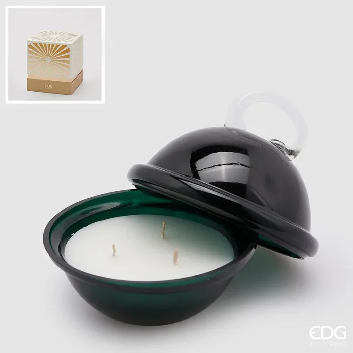 EDG Enzo De Gasperi Candela Sonaglio con Vetro D 15 Cm Green