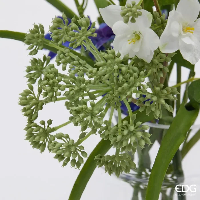 EDG Enzo De Gasperi Composizione Orchidea Phalaenopsis Artificiale H 58,5 Cm con Foglie e Vaso White Violet - immagine 3