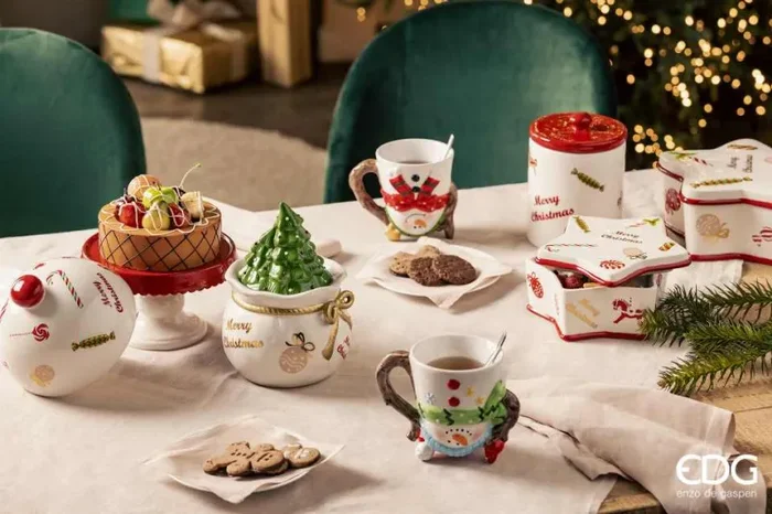 EDG Enzo De Gasperi Contenitore di Natale Forma Sacco con Pino H 20 Cm D 14 Cm Green Red Vendita calda online - immagine 2