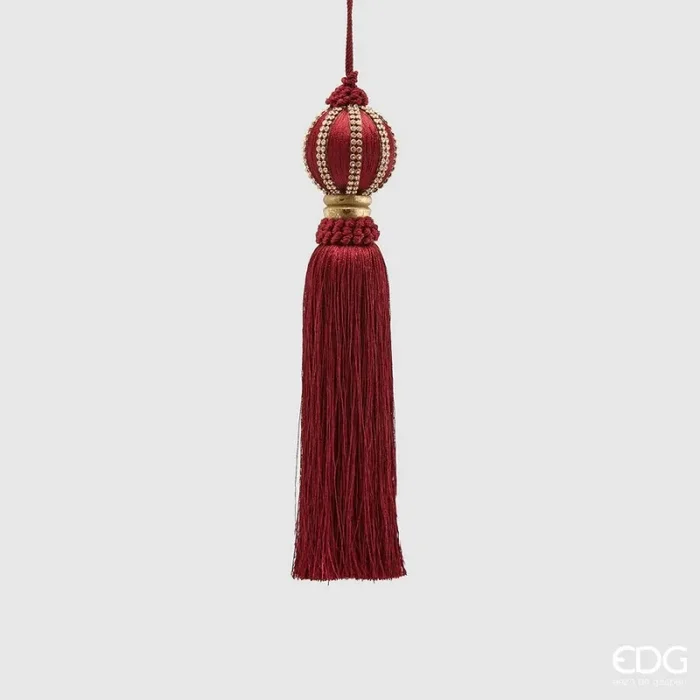 EDG Enzo De Gasperi Decorazione di Natale Nappa Gemme Meridian. H 27 Cm D 6 Cm Burgundy