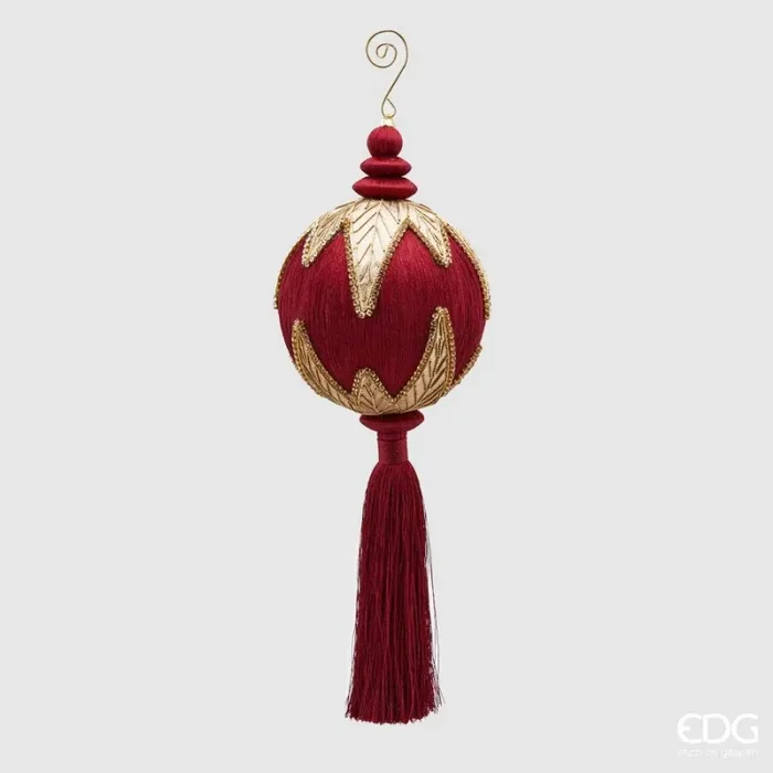 EDG Enzo De Gasperi Decorazione di Natale Nappa Ricamo H 36 Cm D 12 Cm Burgundy