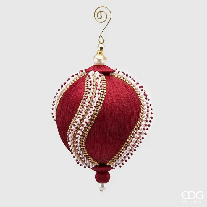 EDG Enzo De Gasperi Decorazione di Natale Palla Silk Perle D 12 Cm Burgundy