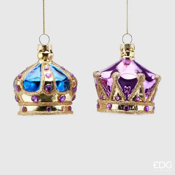 EDG Enzo De Gasperi Decorazione Natale Corona Vetro H 8 Cm Ass. Violet 1 Pz