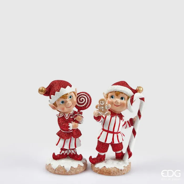EDG Enzo De Gasperi Decoro Natale Elfo H 20 Cm Ass. White Red 1 Pz