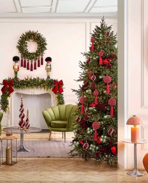 EDG Enzo De Gasperi Decoro Natale Nappa Perle H 36 Cm D 12 Cm Burgundy Moda - immagine 3