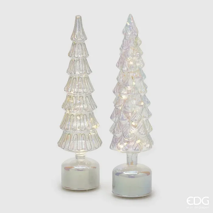 EDG_Enzo De Gasperi Decoro Natale Pino Twist H 40,5 Cm D 9 Cm Mov. Led Silver 1 Pz