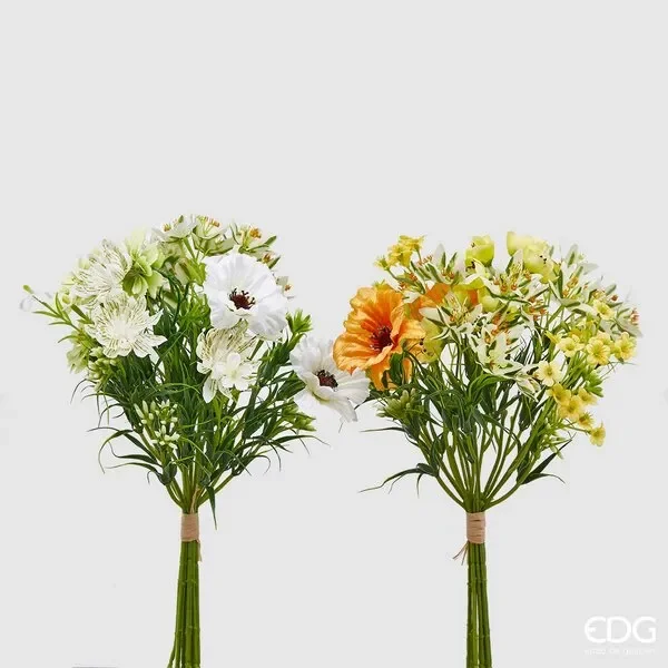 EDG Enzo De Gasperi Fioricampo Bell Bouquet H 28 Cm Bianco e Giallo 2 Pz