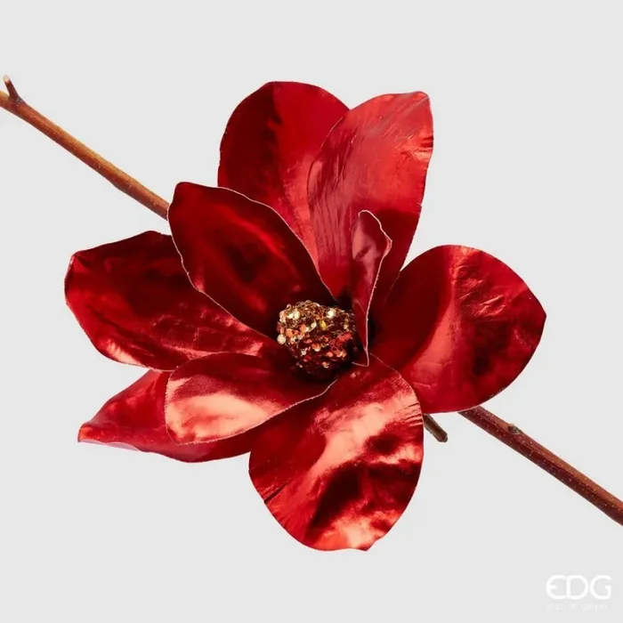 EDG Enzo De Gasperi Magnolia Natale Metallica con Clip D 20 Cm Rosso