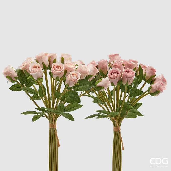 EDG Enzo De Gasperi Mazzo Rosa 18 Pz con Foglie Ass. H 40 Cm Bouquet Mauve 1 Pz